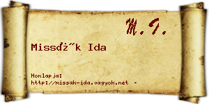 Missák Ida névjegykártya